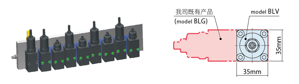 与既有品顺序阀 (Model：BLG) 的对比